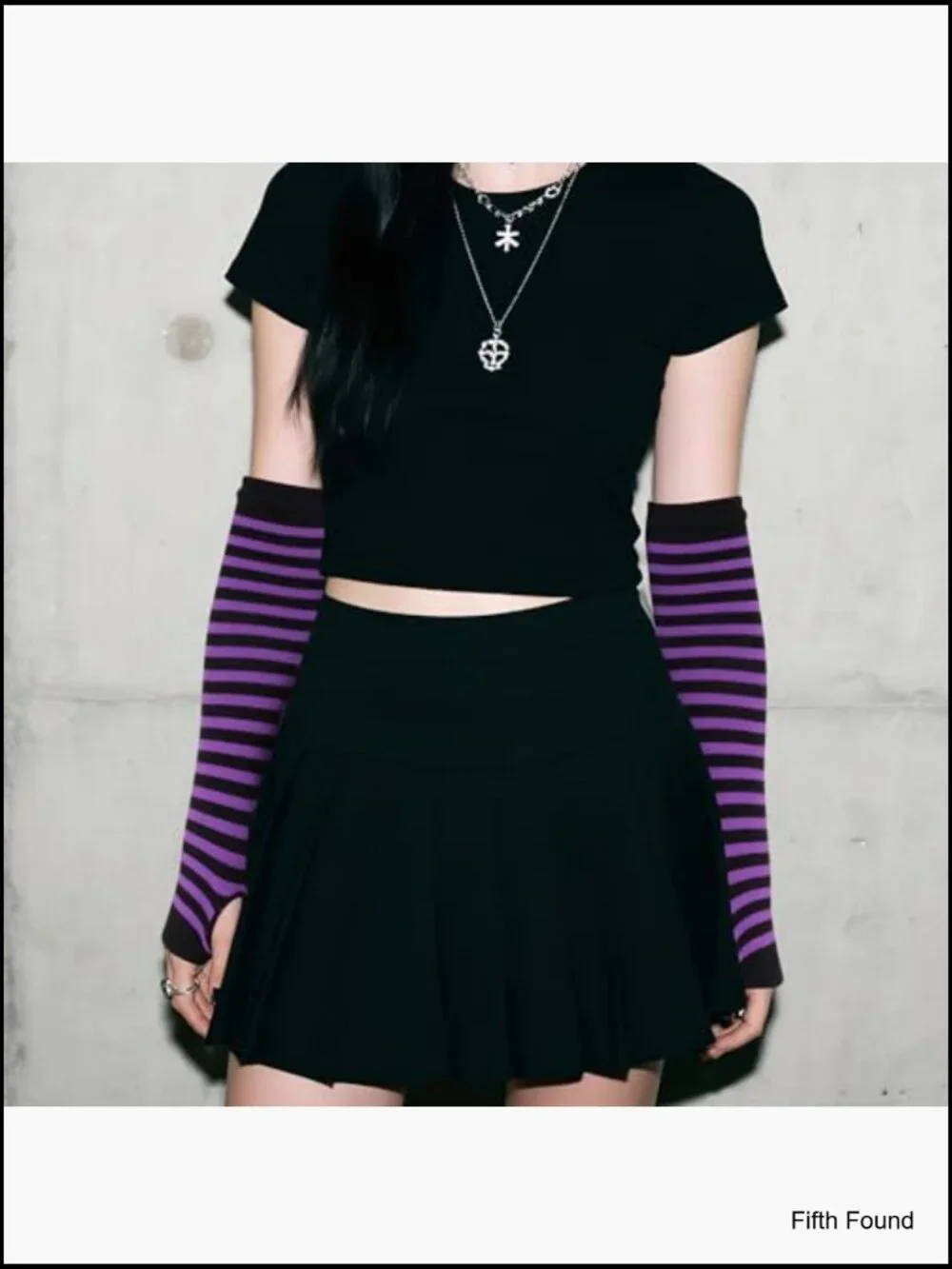 Fingerless Long Sleeve Knitted Arm Warmers Mittens Gloves Y2K Gothic Punk